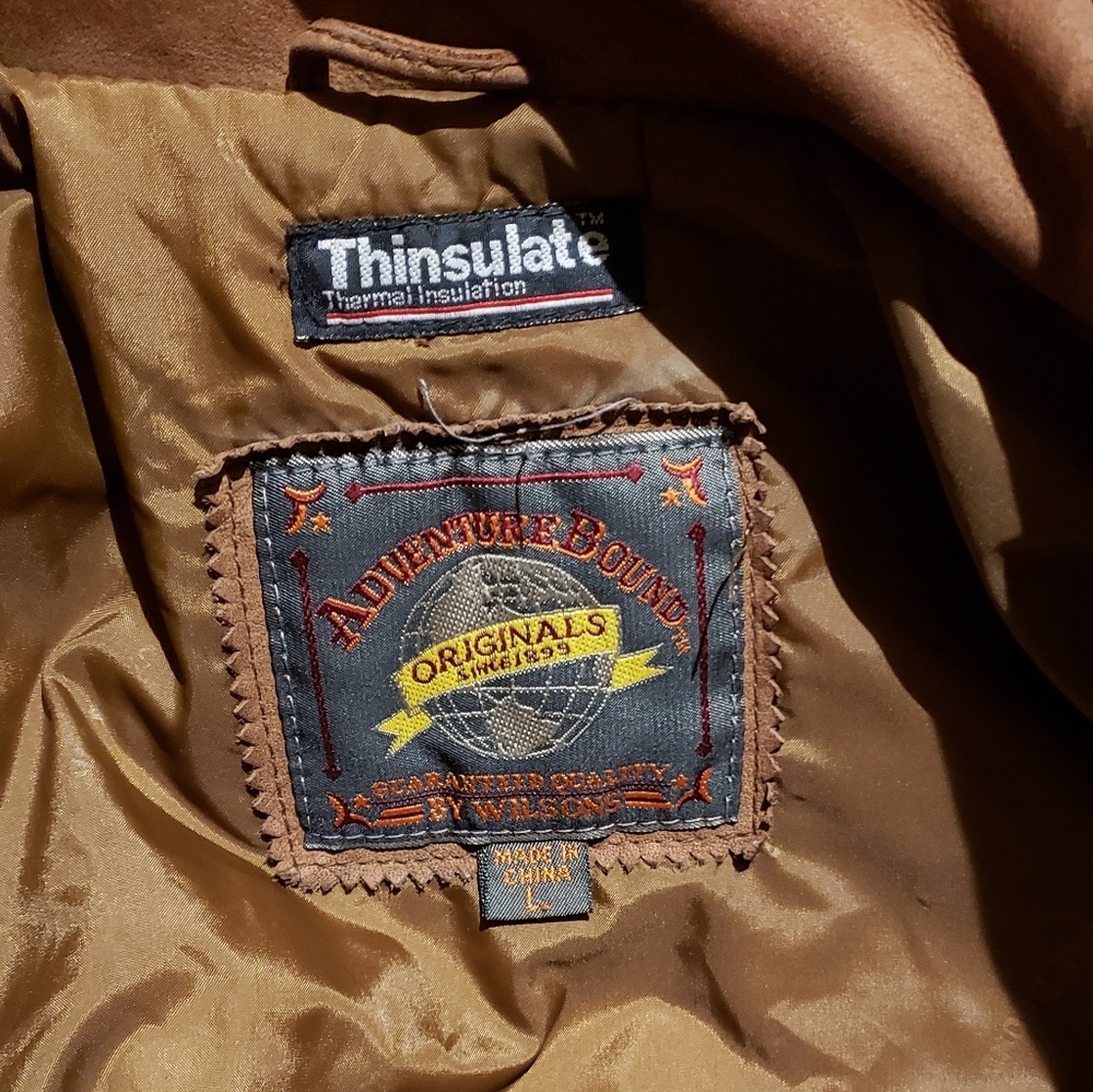 1990'S Vintage Wilson's Adventure Bound Padded Leather Blouson, Men's Size L genuine leather brown type Vintage Second Hand